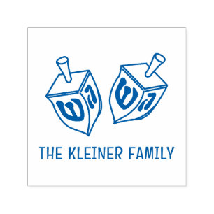 Tampon Auto-encreur Festive Hanoukka Dreidels Nom de famille