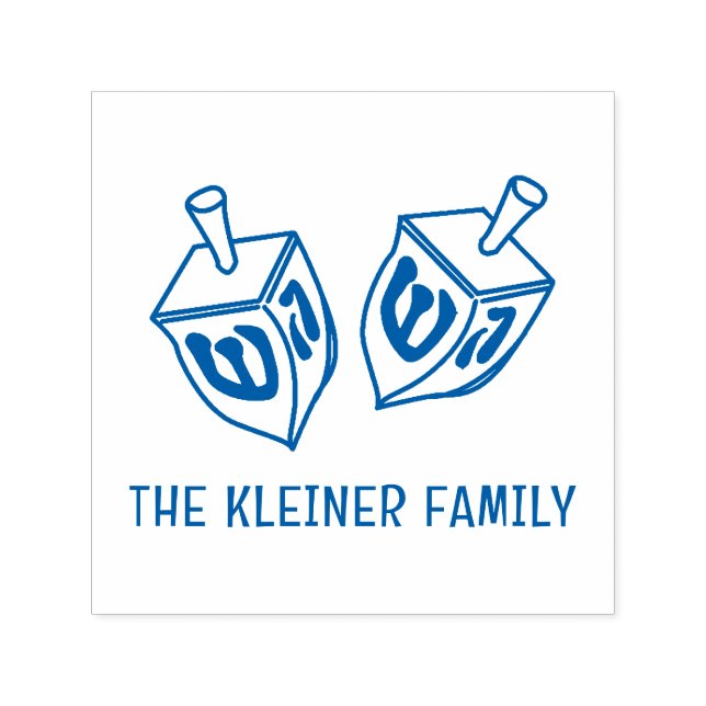 Tampon Auto-encreur Festive Hanoukka Dreidels Nom de famille (Design)