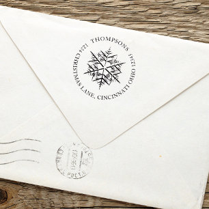 Tampon Auto-encreur Fête de Noël Elégant Flocon de neige d'hiver simpl