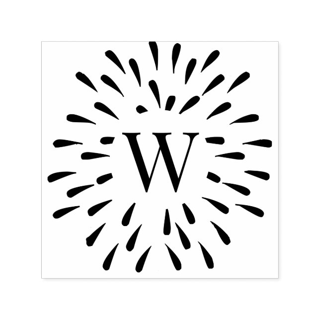Tampon Auto-encreur Feu d'artifice éclate au centre Monogramme initial (Design)