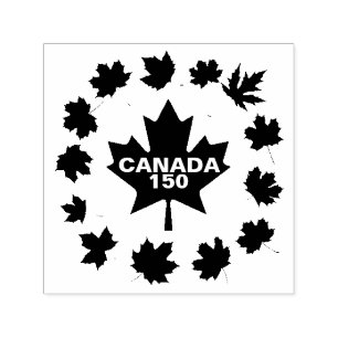 Tampon Auto-encreur Feuille d'érable Canada 150 personnalisable