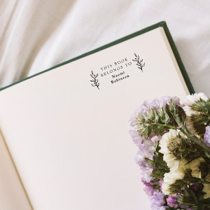 Tampon Auto-encreur Feuilles Dessinés À La Main À Partir De La Bibliot