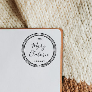 Tampon Auto-encreur Feuilles Minimalistes Modernes De La Bibliothèque