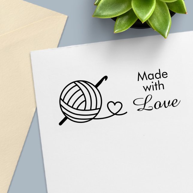 Tampon Auto-encreur Fil Crochet tricot - Fabriqué avec amour (Créateur téléchargé)