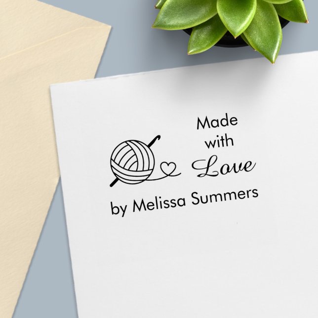 Tampon Auto-encreur Fil Crochet tricot Fabriqué avec amour 1 (Créateur téléchargé)