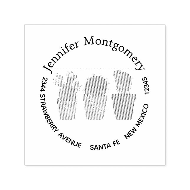 Tampon Auto-encreur Filles Cactus mignonnes Portant Des Bijoux (Design)