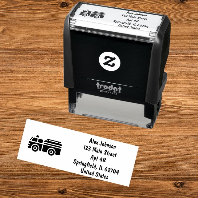 Tampon Auto-encreur Firetruck Silhouette Adresse (Créateur téléchargé)