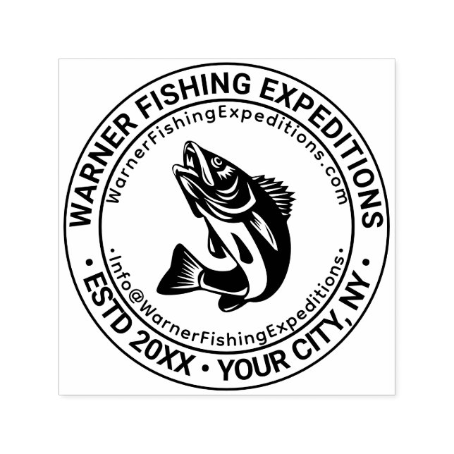 Tampon Auto-encreur Fish Fishing Logo Nom de l'entreprise Adresse URL  (Design)