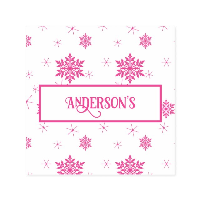 Tampon Auto-encreur Flacons de neige | Nom de famille personnalisé (Design)