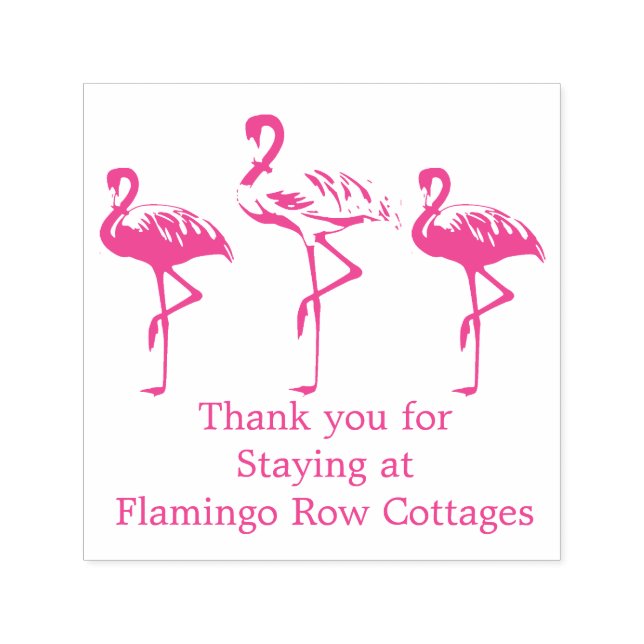 Tampon Auto-encreur Flamants roses Coastal Beach Business Merci person (Design)