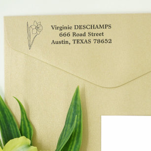 Tampon Auto-encreur Fleur d'art de la ligne de jonquille botanique