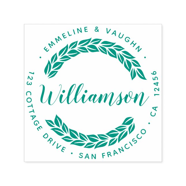 Tampon Auto-encreur Fleur de courge fleurie rond de feuille Adresse de (Design)