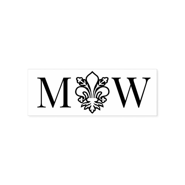 Tampon Auto-encreur Fleur de Lis #11 Couple Mariage 2 Initial Monogram (Design)