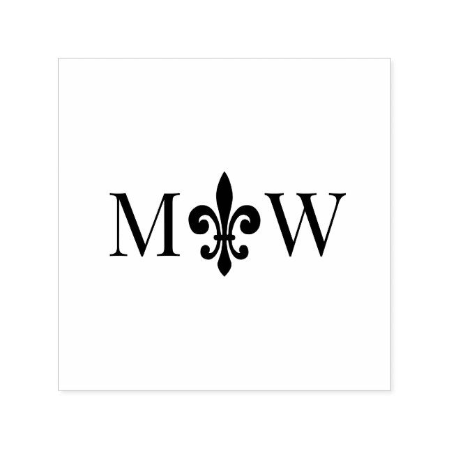 Tampon Auto-encreur Fleur de Lis #20 Couple Mariage 2 Monogramme initi (Design)