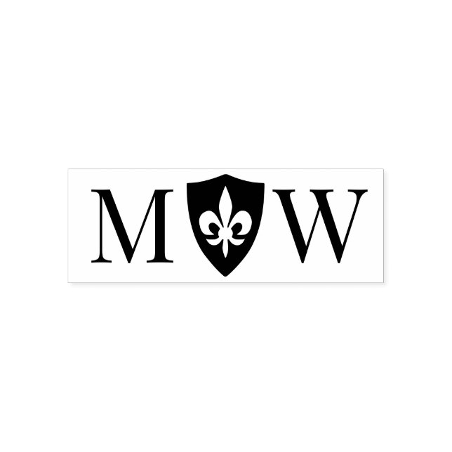 Tampon Auto-encreur Fleur de Lis #37 Couple Mariage 2 Monogramme initi (Design)