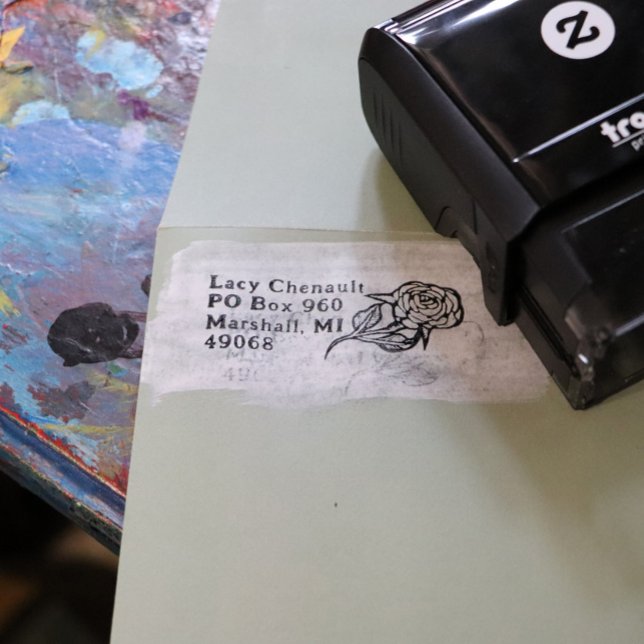 Tampon Auto-encreur Fleur rose (Créateur téléchargé)