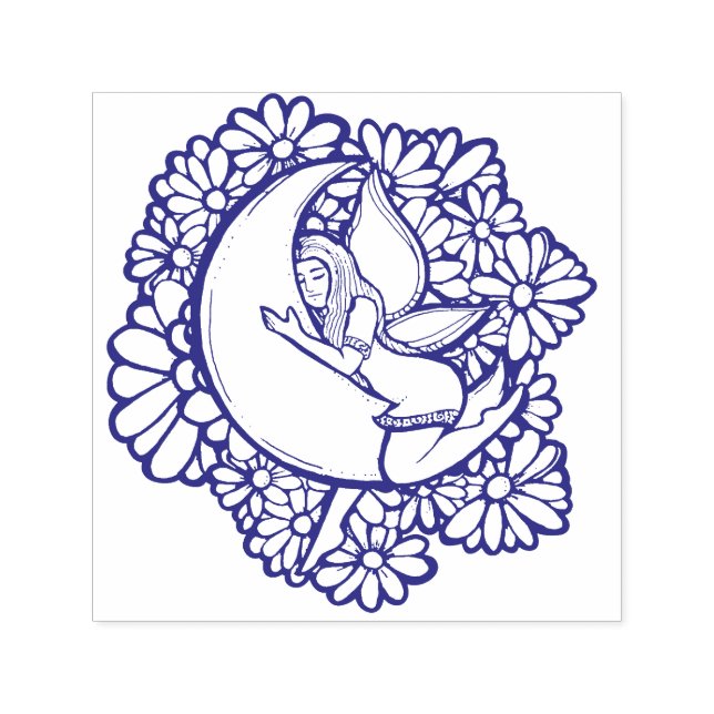 Tampon Auto-encreur Fleur violette Lune Fée (Design)