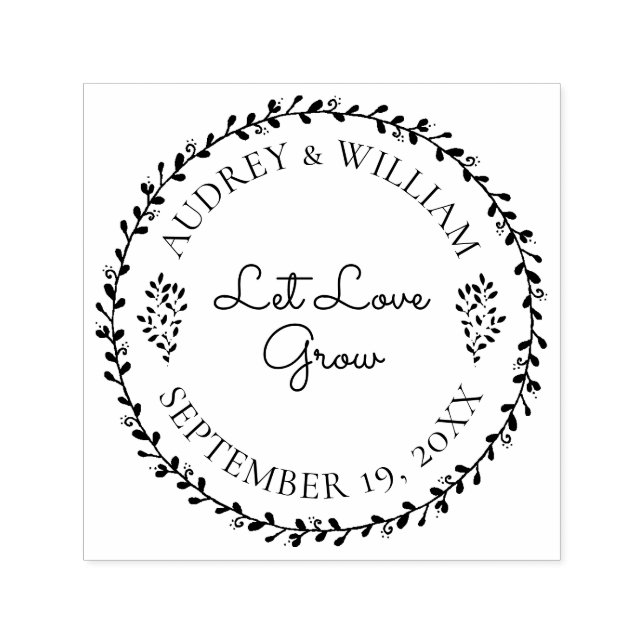 Tampon Auto-encreur Fleur Wreath Laisser L'Amour Cultiver Mariage Favo (Design)