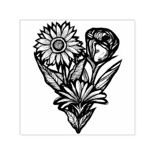 Tampon Auto-encreur Fleuriste Rose de jardin de fleurs tournesol et tu