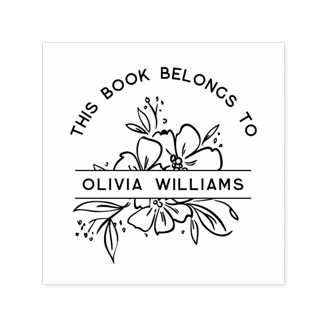 Tampon Auto-encreur Fleurs Modernes Ce Livre Appartient À Nom Personna (Design)
