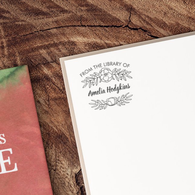 Tampon Auto-encreur Fleurs Vertes Dividers De La Bibliothèque De (Créateur téléchargé)