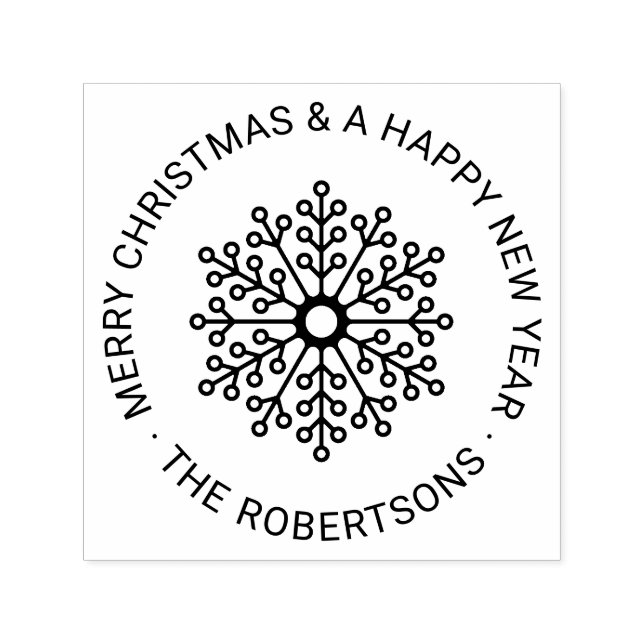 Tampon Auto-encreur Flocon de neige moderne ronde sur mesure Joyeux No (Design)