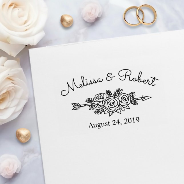 Tampon Auto-encreur Flore Arrow Tribal Sauvez la date Mariage (Créateur téléchargé)