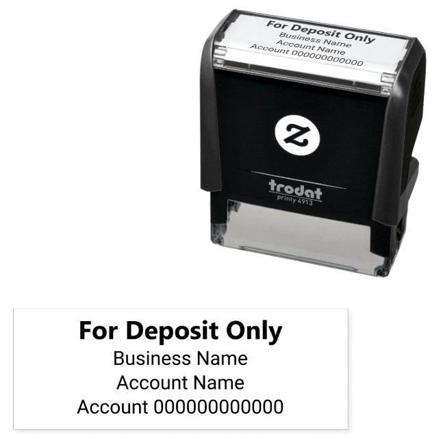 Tampon Auto-encreur For Deposit Only Business Name Bank Account Number (En situation)