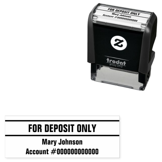 Tampon Auto-encreur For Deposit Only Customer Name Bank Account Number (En situation)