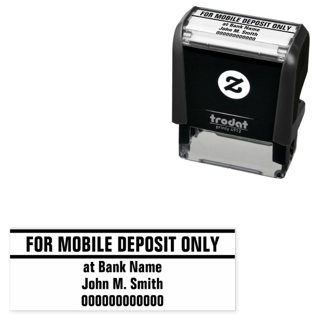 Tampon Auto-encreur For Mobile Deposit Only Bank Name & Account Number (En situation)