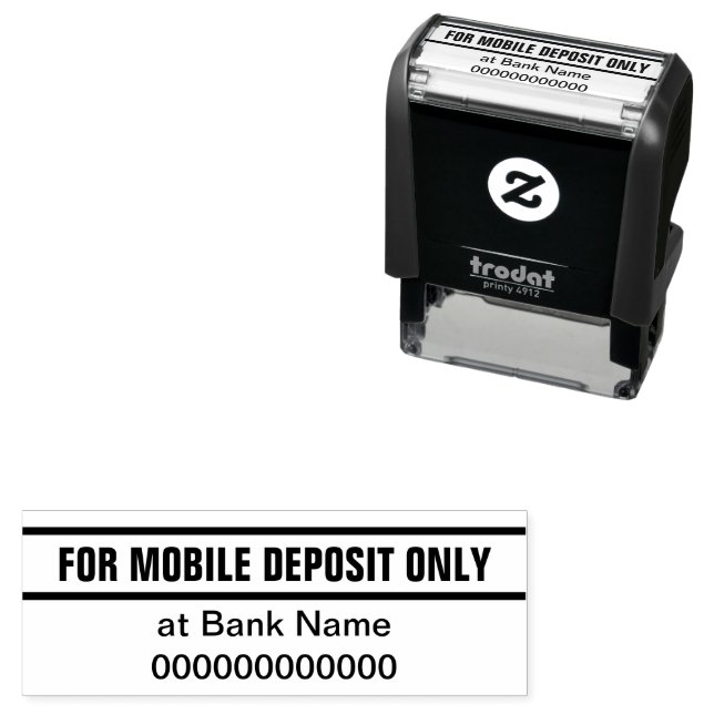 Tampon Auto-encreur For Mobile Deposit Only Bank Name & Account Number (En situation)