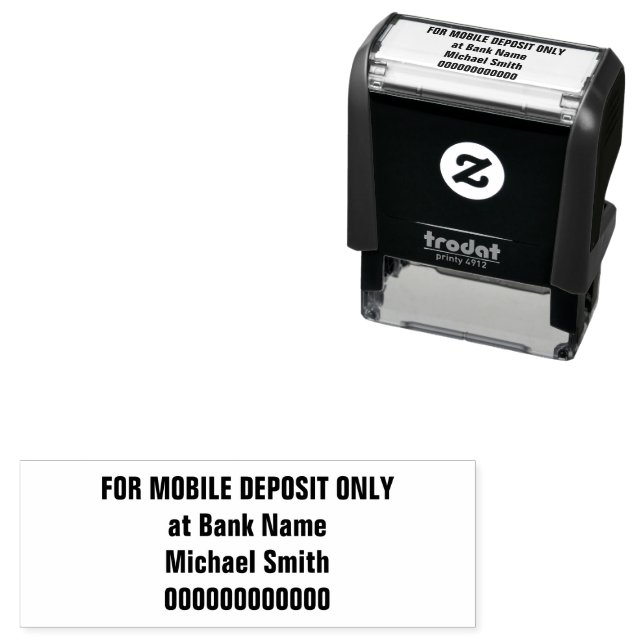 Tampon Auto-encreur For Mobile Deposit Only Customer Name Bank Account (En situation)