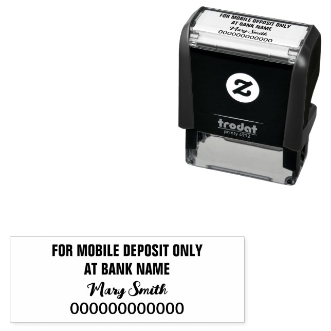 Tampon Auto-encreur For Mobile Deposit Only "Signature" Name Template (En situation)