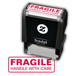 Tampon Auto-encreur Fragile, Poignée Avec Soin, Rouge