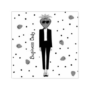 Tampon Auto-encreur Fraise en costume - Mode chic de bureau - Illustra