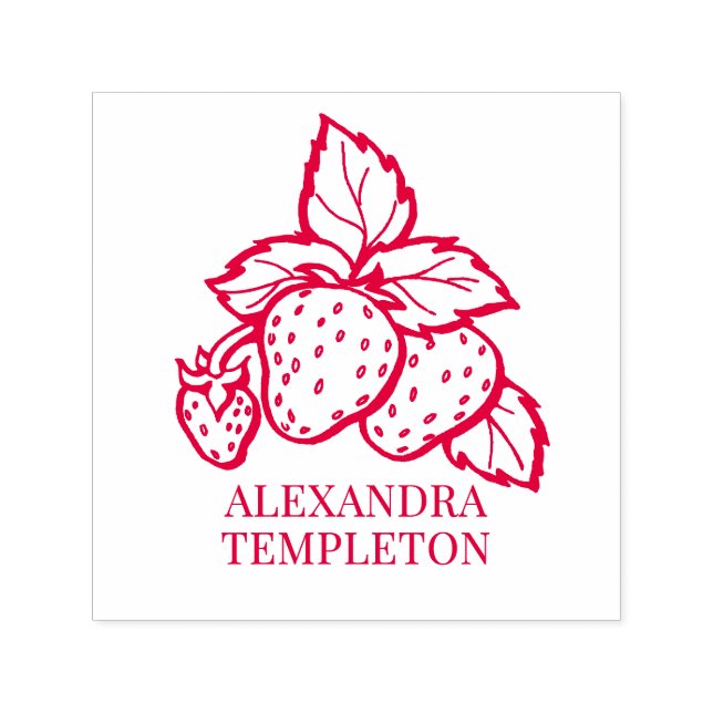 Tampon Auto-encreur Fraises mignonnes avec nom de feuilles (Design)