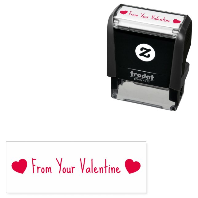 Tampon Auto-encreur From Your Valentine with 2 Hearts Text Template (En situation)