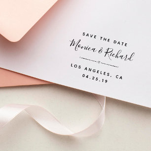 Tampon Auto-encreur Fuchsia Mariage Branché Calligraphie Enregistrer L