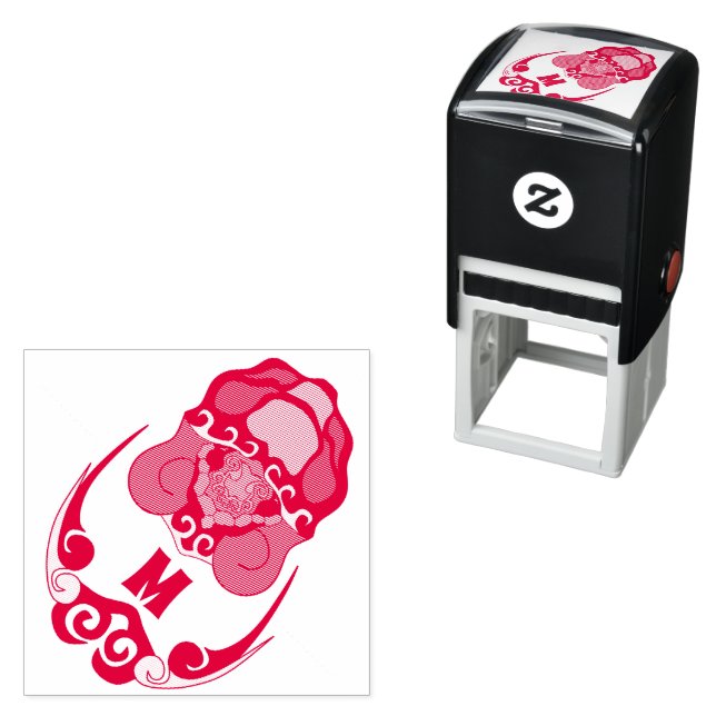 Tampon Auto-encreur Funky Tortoise Chilling Monogramme (En situation)