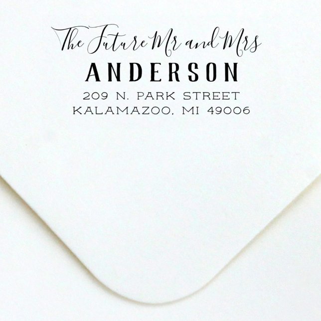 Tampon Auto-encreur Futur M. et Mme Script Mariage Adresse de retour (Créateur téléchargé)