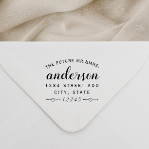 Tampon Auto-encreur Futur M. Mme Adresse de Retour de Mariage Coeurs A