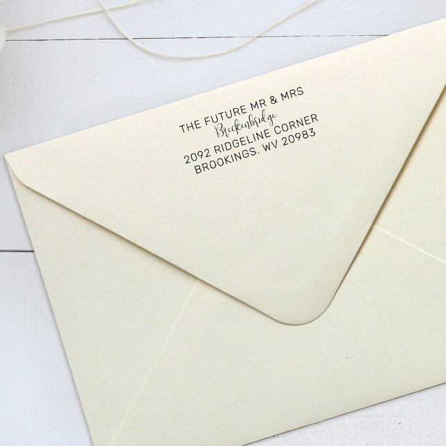 Tampon Auto-encreur Futur M. Mme Adresse de Retour de Script (Wedding Invitation Return Address Self-Inking Stamp)