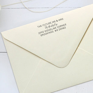 Tampon Auto-encreur Futur M. Mme Script Adresse de Retour des Conjoint