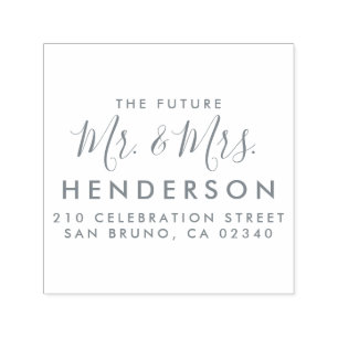 Tampon Auto-encreur Futur M. & Mme Script Nom moderne Retour Adresse