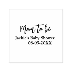 Tampon Auto-encreur Futur maman baby shower nom date rose simple minim