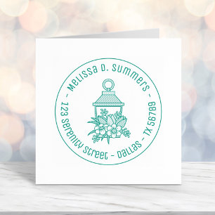 Tampon Auto-encreur Garden Lantern Flowers Adresse ronde 1