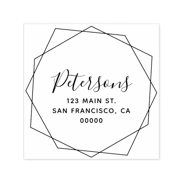 Tampon Auto-encreur Géométrique Moderne Calligraphie Nom de famille (Design)