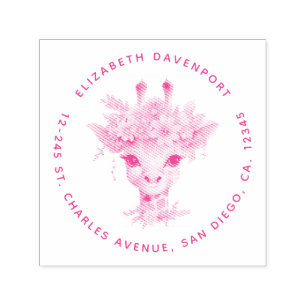 Tampon Auto-encreur Giraffe mignonne à couronne florale