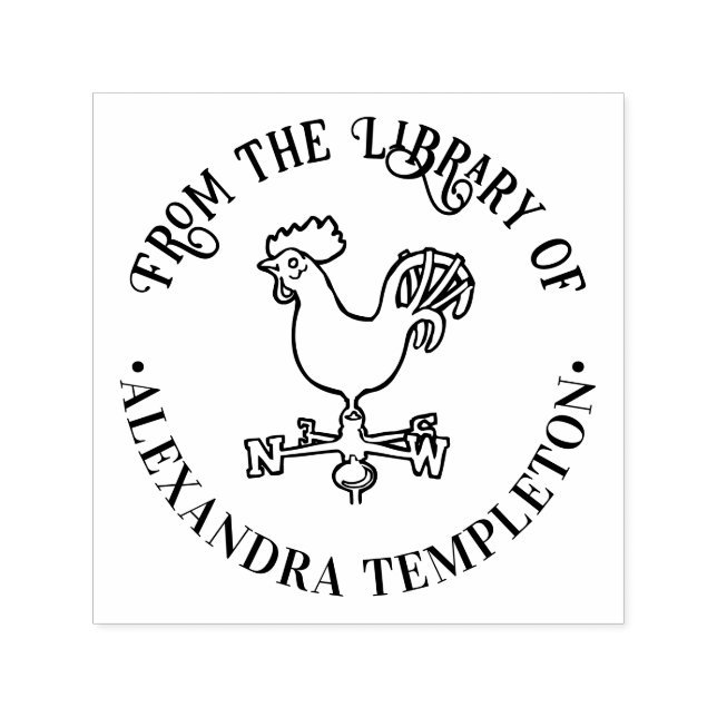 Tampon Auto-encreur Girouette rustique #5 Nom de livre de bibliothèque (Design)