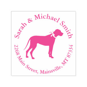 Tampon Auto-encreur Grande Dane Chien Baby shower Chien Chiot Rose Gir